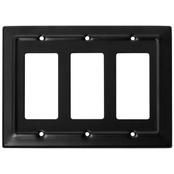 Monarch Abode 19159 Triple Switch Architectural Rocker Aluminum Decorative Wall Plate Switch Plate Outlet Cover 3Gang Matte B