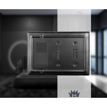 Monarch Abode 19155 Double Switch Architectural Toggle Rocker Combination Aluminum Decorative Wall Plate Switch Plate Outlet Cov