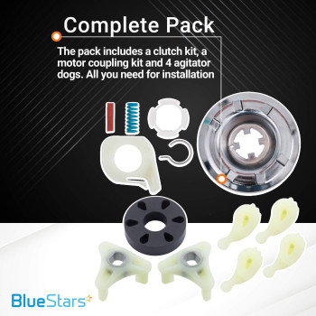 Bluestars Ultradurable 285785 285753A 4Pcs 80040 Washer Clutch Kit With Motor Coupling Agitator Dogs Replacement Part C