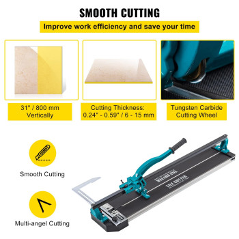 Mophorn Tile Cutter 31 Inch Manual Tile Cutter Single Rail Wprecise Laser Positioning Alloy Cutter Wheel With Ergonomic Handle