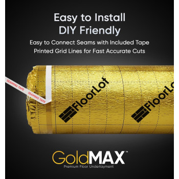 Floorlot Goldmax Premium Floor Underlayment 200 Sqft Roll 3Mm Thick With Moisture Barrier