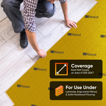 Floorlot Goldmax Premium Floor Underlayment 200 Sqft Roll 3Mm Thick With Moisture Barrier