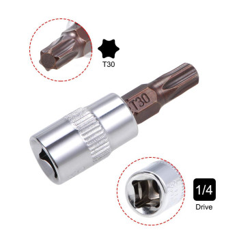 Uxcell 3Pcs 14 Drive X T30 Torx Bit Socket S2 Steel Bits Crv Sockets 38Mm Length Use With Ratchet Wrench Slide Bar Extens