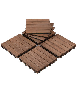 Yaheetech 110Pcs Patio Deck Tiles Composite Decking Floor Tiles 12 X 12In Interlocking Fir Wood Indoor Outdoor Patio Garden Deck