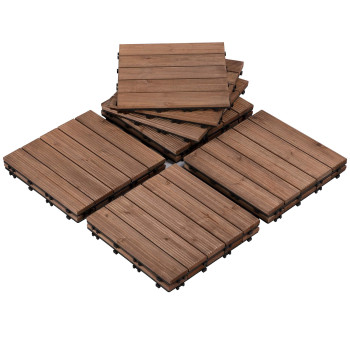 Yaheetech 110Pcs Patio Deck Tiles Composite Decking Floor Tiles 12 X 12In Interlocking Fir Wood Indoor Outdoor Patio Garden Deck