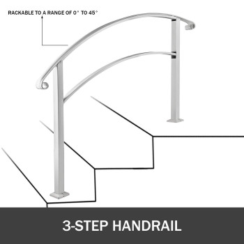 Happybuy Handrails For Outdoor Steps Fit 1 Or 3 Steps Outdoor Stair Railing White Wrought Iron Handrail Flexible Front Porch