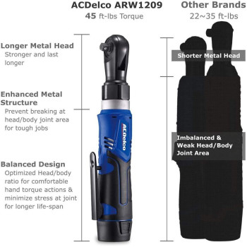 Acdelco Arw1209K9 G12 Series 12V Liion Cordless 38 Ratchet Wrench Combo Tool Kit With Canvas Bag