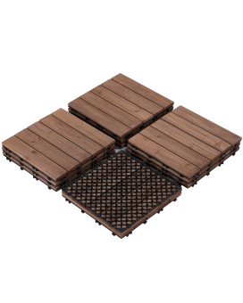 Yaheetech 12 X 12 Patio Deck Tiles Interlocking Wood Floor Tiles Indoor Outdoor For Patio Garden Deck Poolside Pack Of 11 Ti