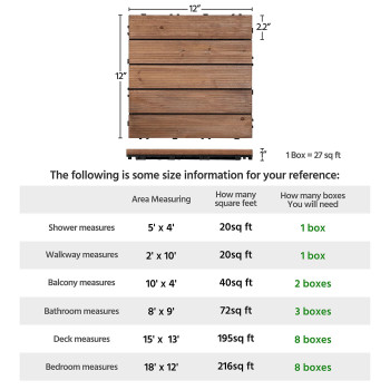 Yaheetech 12 X 12 Patio Deck Tiles Interlocking Wood Floor Tiles Indoor Outdoor For Patio Garden Deck Poolside Pack Of 11 Ti