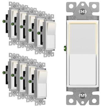 Enerlites Illuminated Decorator Paddle Light Switch Single Pole Pushin And Side Wiring Copper Wire Only Grounding Screw Re