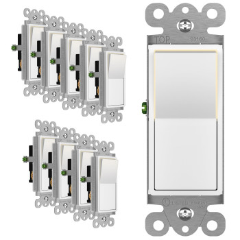 Enerlites Illuminated 3Way Decorator Paddle Light Switch Three Way Pushin Side Wiring Copper Wire Only Grounding Screw Re