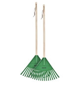 Pack Of 2 Kids Rake With Hardwood Handle Durable Plastic Head To Sweep Leaves In Lawn And Tidying Up The Garden 34 Green