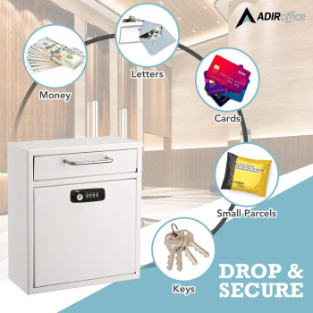 Adiroffice Ultimate Drop Box Wallmounted Mailbox Hanging Secured Postbox Durable Spacious Key Or Combination Lock Box Perfe