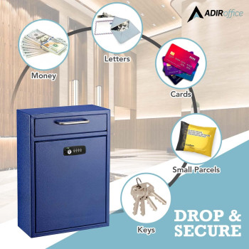 Adiroffice Wall Mount Mailbox Combination Mailbox With Keys Durable Wall Mounted Locking Mailbox And Cash Drop Box For House