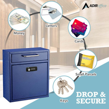 Adiroffice Ultimate Drop Box Wallmounted Mailbox Hanging Secured Postbox Durable Spacious Key Or Combination Lock Box Perfe