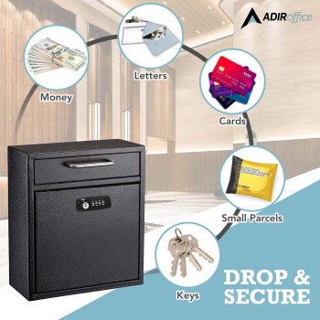 Adiroffice Wall Mount Mailbox Combination Mailbox With Keys Durable Wall Mounted Locking Mailbox And Cash Drop Box For House