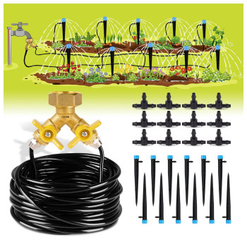 Hiraliy 50Ft Drip Irrigation Kit Plant Watering System 8X5Mm Blank Distribution Tubing Diy Automatic Irrigation Equipment Set Fo