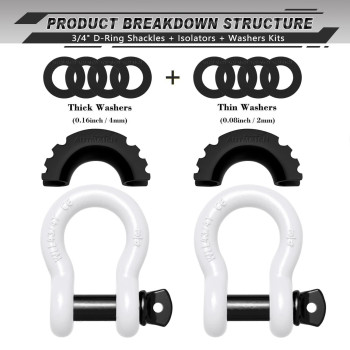 Autmatch D Ring Shackle 34 Shackles 2 Pack 41 887Ibs Break Strength Clevis Shackle With 78 Screw Pin And Shackle Isolat