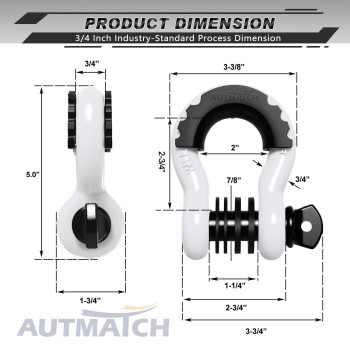 Autmatch D Ring Shackle 34 Shackles 2 Pack 41 887Ibs Break Strength Clevis Shackle With 78 Screw Pin And Shackle Isolat