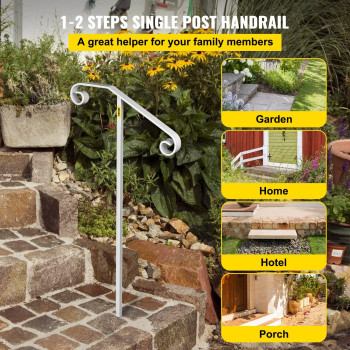 Single Post Handrail Wrought Iron Post Mount Step Grab Supports In Ground Long Post Fits 1 Or 2 Steps Grab Rail Single Post Rail