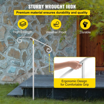 Single Post Handrail Wrought Iron Post Mount Step Grab Supports In Ground Long Post Fits 1 Or 2 Steps Grab Rail Single Post Rail