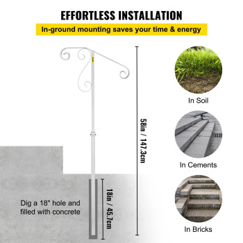 Single Post Handrail Wrought Iron Post Mount Step Grab Supports In Ground Long Post Fits 1 Or 2 Steps Grab Rail Single Post Rail