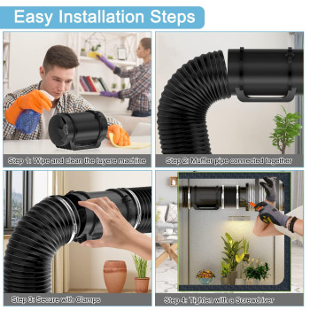 Honguan 4 Inch Insulated Flexible Duct 4 Ft Noise Reducer Heavyduty Four Layer Protection Hose Insulated Duct For Exhaust F