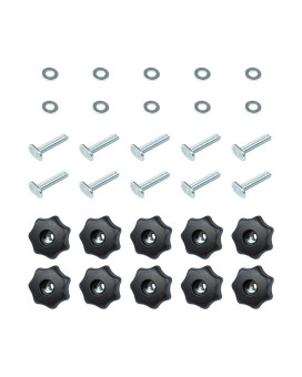 Powertec 71481 T Track Knob Kit W 7 Star Knob 1420 Threaded Bolts And Washers 10 Pack T Track Bolts T Track Accessories F