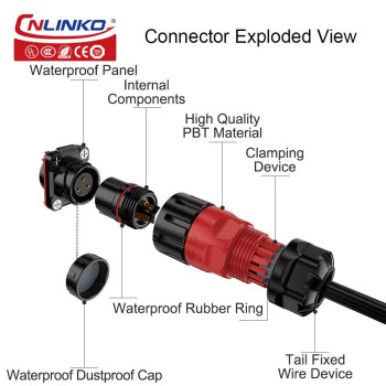 Cnlinko Ym20 Industrial Waterproof Connector Ip68 Circular Connector Military Design Aviation Connector Pbt Plastic Shell Conne