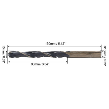 Uxcell Straight Shank Twist Drill Bits 10Mm High Speed Steel 4341 With 10Mm Shank For Stainless Steel Alloy Metal Plastic Wood