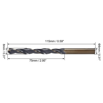 Uxcell Straight Shank Twist Drill Bits 8Mm High Speed Steel 4341 With 8Mm Shank For Stainless Steel Alloy Metal Plastic Wood