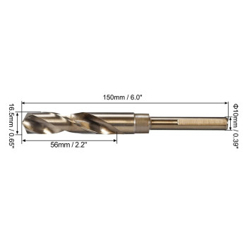 Uxcell Reduced Shank Twist Drill Bits 165Mm High Speed Steel 6542 With 10Mm Shank For Stainless Steel Alloy Metal Plastic Wood