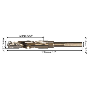 Uxcell Reduced Shank Twist Drill Bits 16Mm High Speed Steel 6542 With 10Mm Shank For Stainless Steel Alloy Metal Plastic Wood