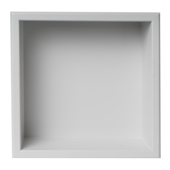 ALFI brand 12 x 12 White Matte Stainless Steel Square Single Shelf Bath Shower Niche