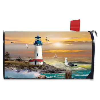 Sunset Lighthouse Summer Magnetic Mailbox Cover Standard Briarwood Lane