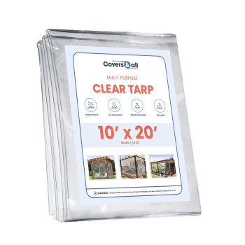 Covers All Heavy Duty Multipurpose Clear Tarp With Grommets Waterproof 20Mil Vinyl Material 10 L X 20 W Feet Designed Fo