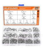 Helifouner 200 Pieces 11 Sizes Nickel Plated Steel Screw Eyes Assortment Kit