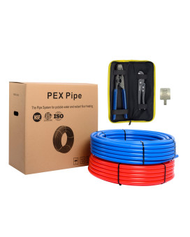 Efield Pexb Pipe Tubingtool Combo Blue Red 34 Inch 2X 100 Ft Rolls 200 Ft Length For With Pex Cinch Clamp Crimping Tool And