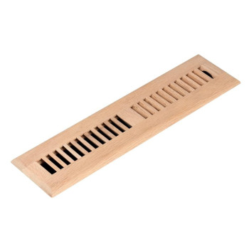 Homewell Red Oak Wood Floor Register Drop In Vent Cover With Damper 2X12 Inch Unfinished