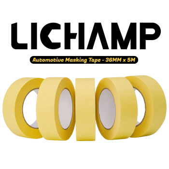 Lichamp 10Pack Automotive Refinish Masking Tape Yellow 36Mm X 55M Cars Vehicles Auto Body Paint Tape Automotive Painters Tape