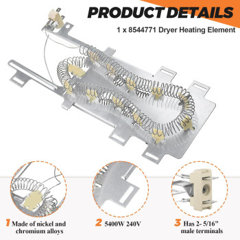 8544771 Wp8544771 Dryer Heating Element 279816 Thermostat Cut Off 79973 3392519 Thermal Fuse Kit Fit For Whirlpool Maytag Kenmor