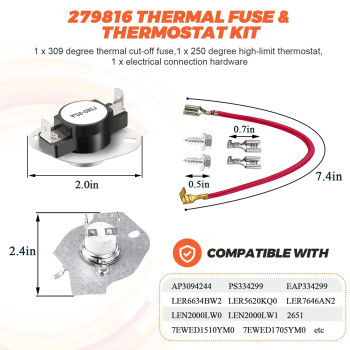 8544771 Wp8544771 Dryer Heating Element 279816 Thermostat Cut Off 79973 3392519 Thermal Fuse Kit Fit For Whirlpool Maytag Kenmor