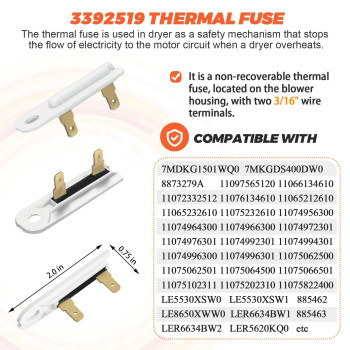 8544771 Wp8544771 Dryer Heating Element 279816 Thermostat Cut Off 79973 3392519 Thermal Fuse Kit Fit For Whirlpool Maytag Kenmor