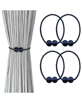 Melaluxe 6 Pack Magnetic Curtain Tiebacks Decorative Curtain Holdbacks For Window D Cor Navy Blue