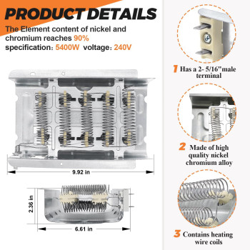 Upgrade 4531017 279838 Dryer Heating Element 387134 3977767 Dryer Thermostat 3977393 3392519 Dryer Thermal Fuse Kit By Beaquicy