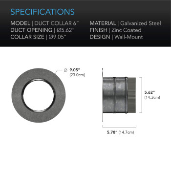 Ac Infinity 6 Ducting Takeoff Collar Galvanized Steel Inlet Flange Starter Collar For 6 Ducting With Dryers And Range Hoo