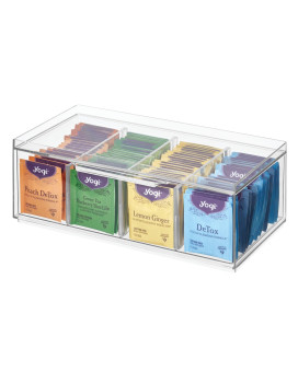 Idesign Crisp Bpafree Plastic Stackable Tea Bag Organizer For Kitchen Cabinets And Countertops 1259 X 623 X 457 Cle