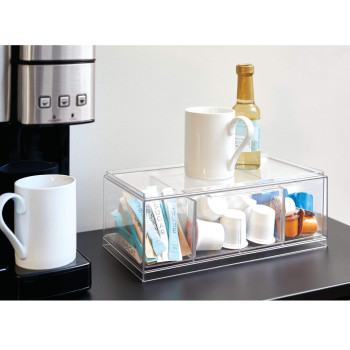 Idesign Crisp Bpafree Plastic Stackable Tea Bag Organizer For Kitchen Cabinets And Countertops 1259 X 623 X 457 Cle