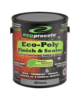 Ecoprocote Ecopoly Polyurethane Sealer Water Based Nontoxic Low Odor Quick Dry Clear Satin 5 Gallon Ideal For Wood Conc