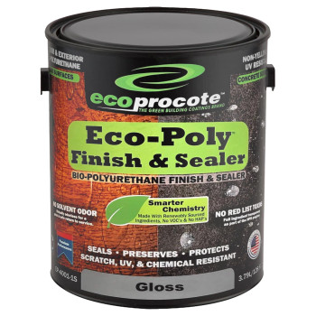 Ecoprocote Ecopoly Polyurethane Sealer Water Based Nontoxic Low Odor Quick Dry Clear Satin 5 Gallon Ideal For Wood Conc